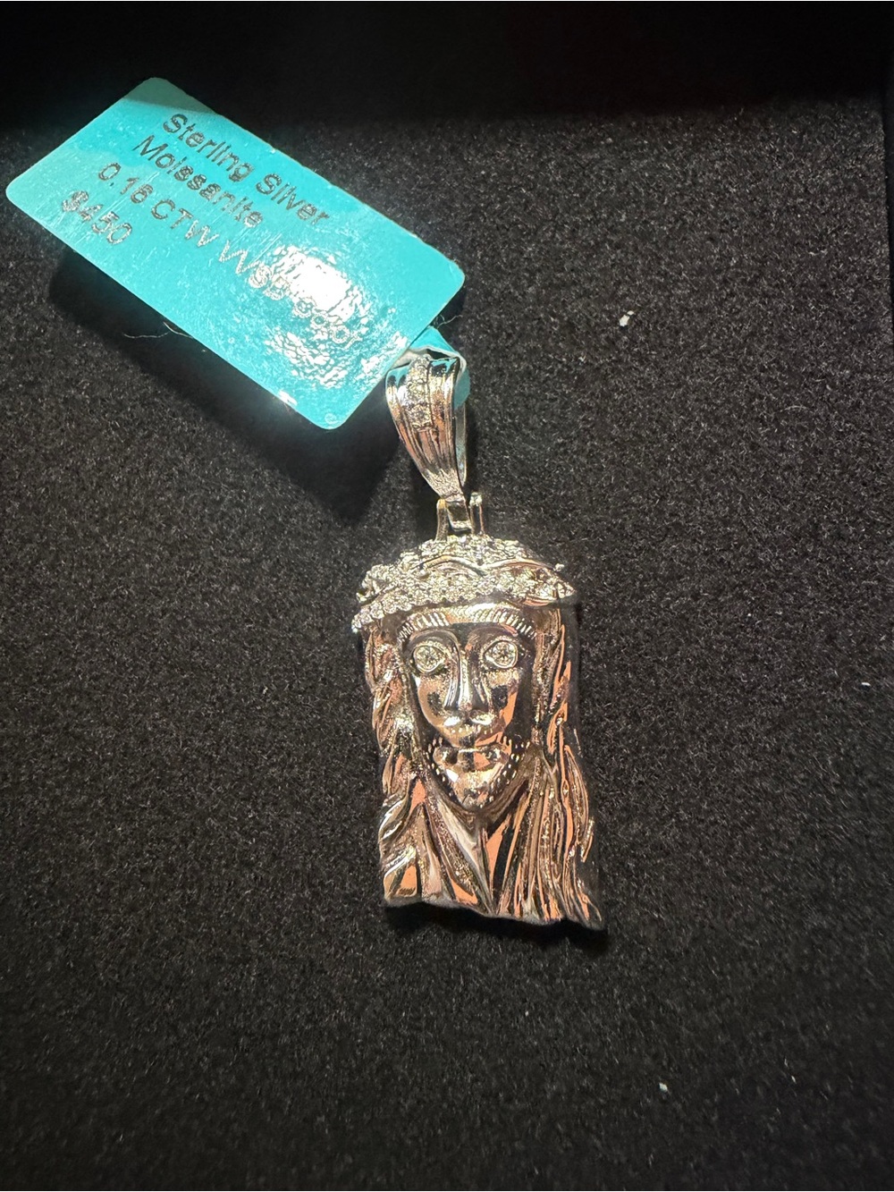 Jesus sterling silver 0.16 moissanite pendant